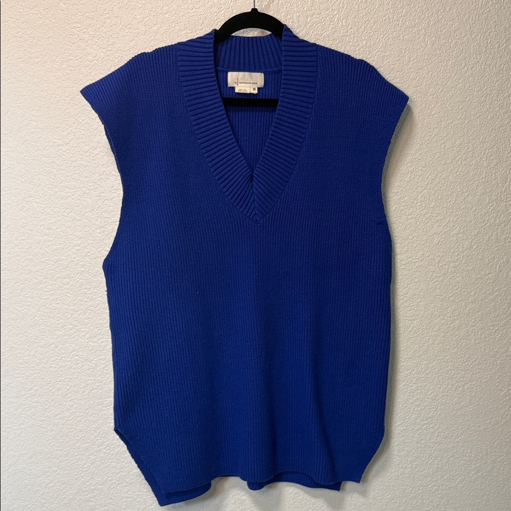 Anthropologie Blue V-Neck Sweater Vest